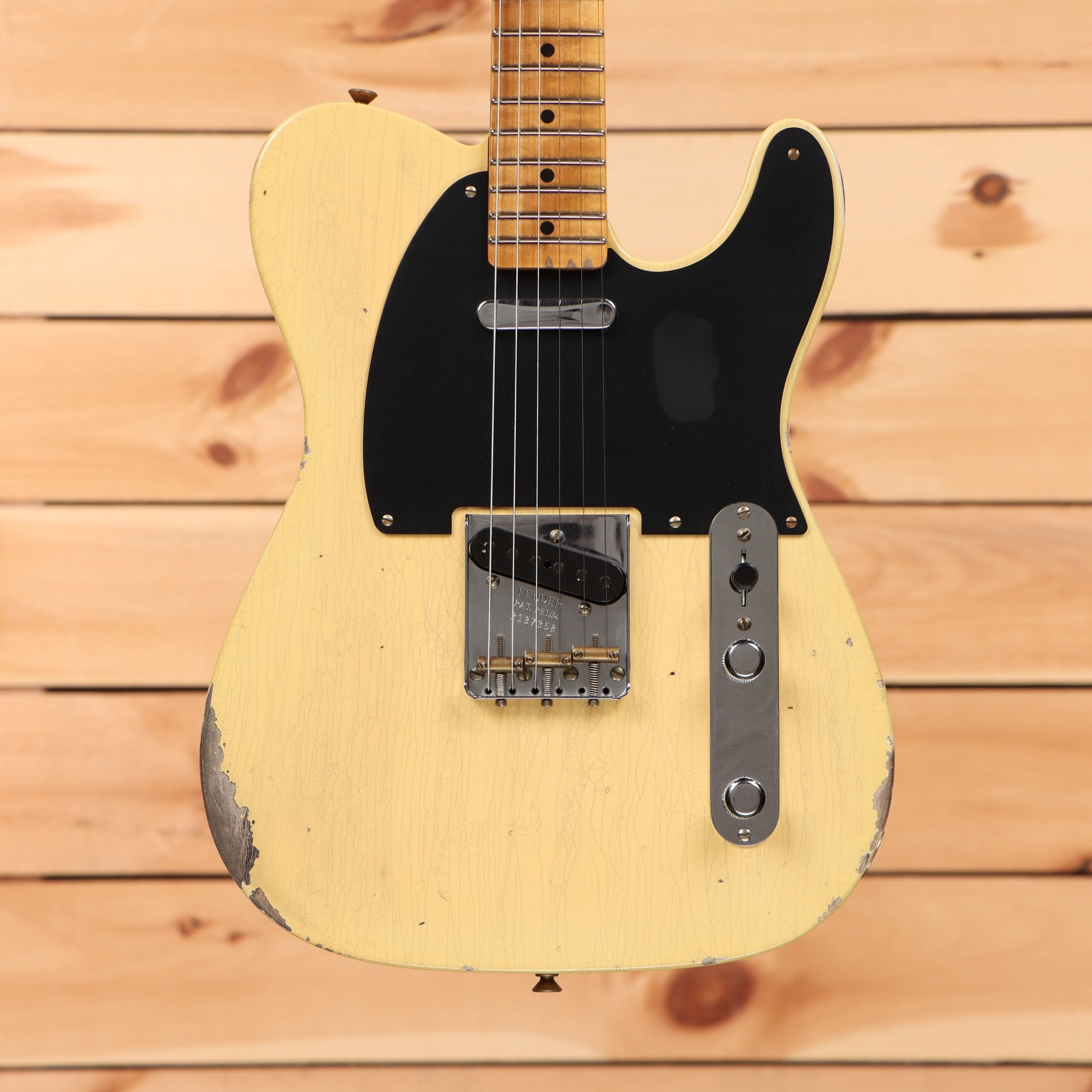 Fender Custom Shop 1950 Double Esquire Relic electric guitar Nocaster Blonde with single-coil pickups and maple neck