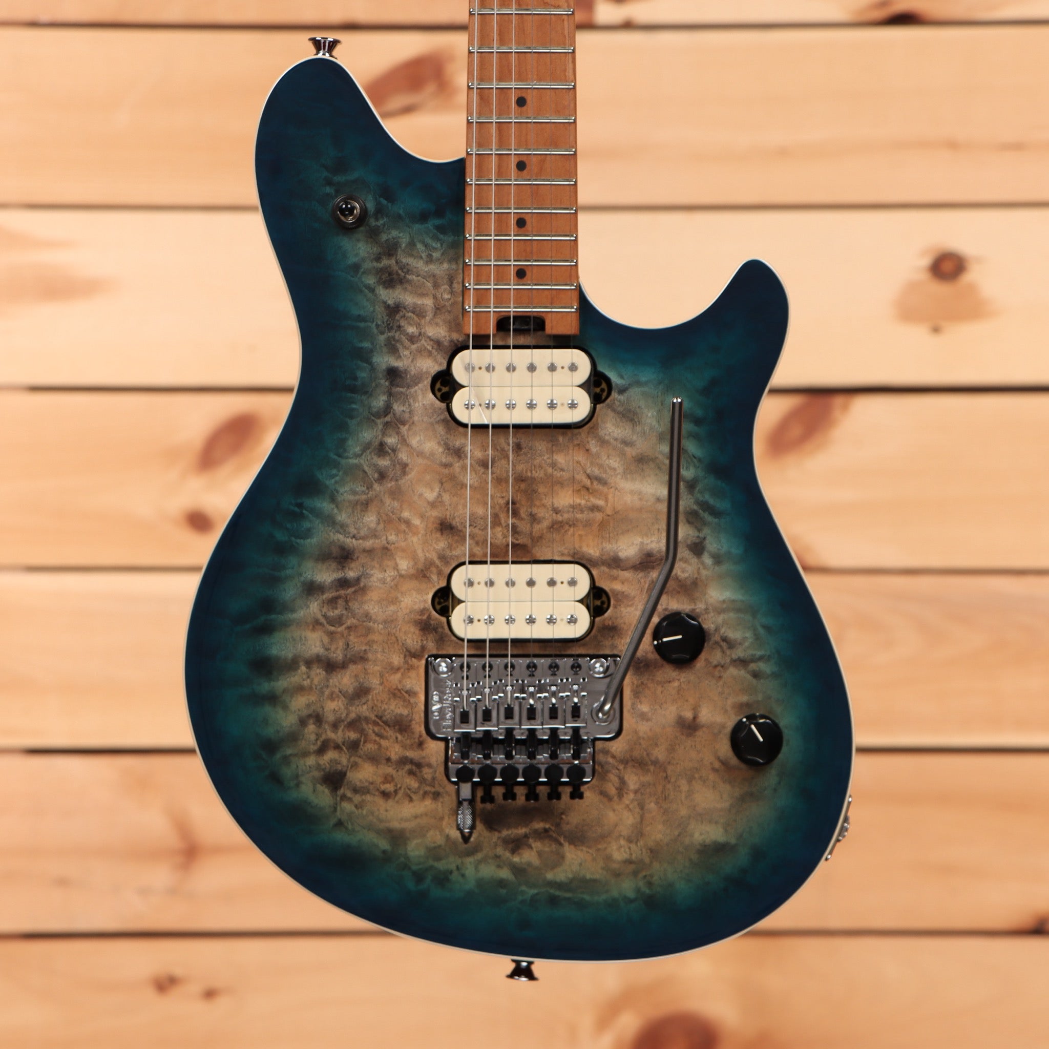 EVH Wolfgang Special electric guitar Indigo Burst with dual humbucker pickups and Floyd Rose tremolo