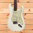 Fender Custom Shop 1964 Stratocaster Journeyman Relic electric guitar Olympic White with single-coil pickups