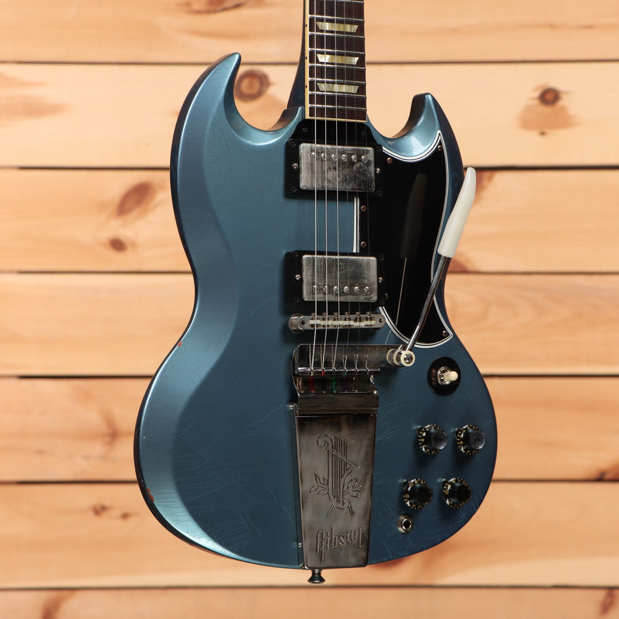 Pre-owned Gibson 1964 SG Standard electric guitar Pelham Blue with Maestro vibrola and dual humbuckers