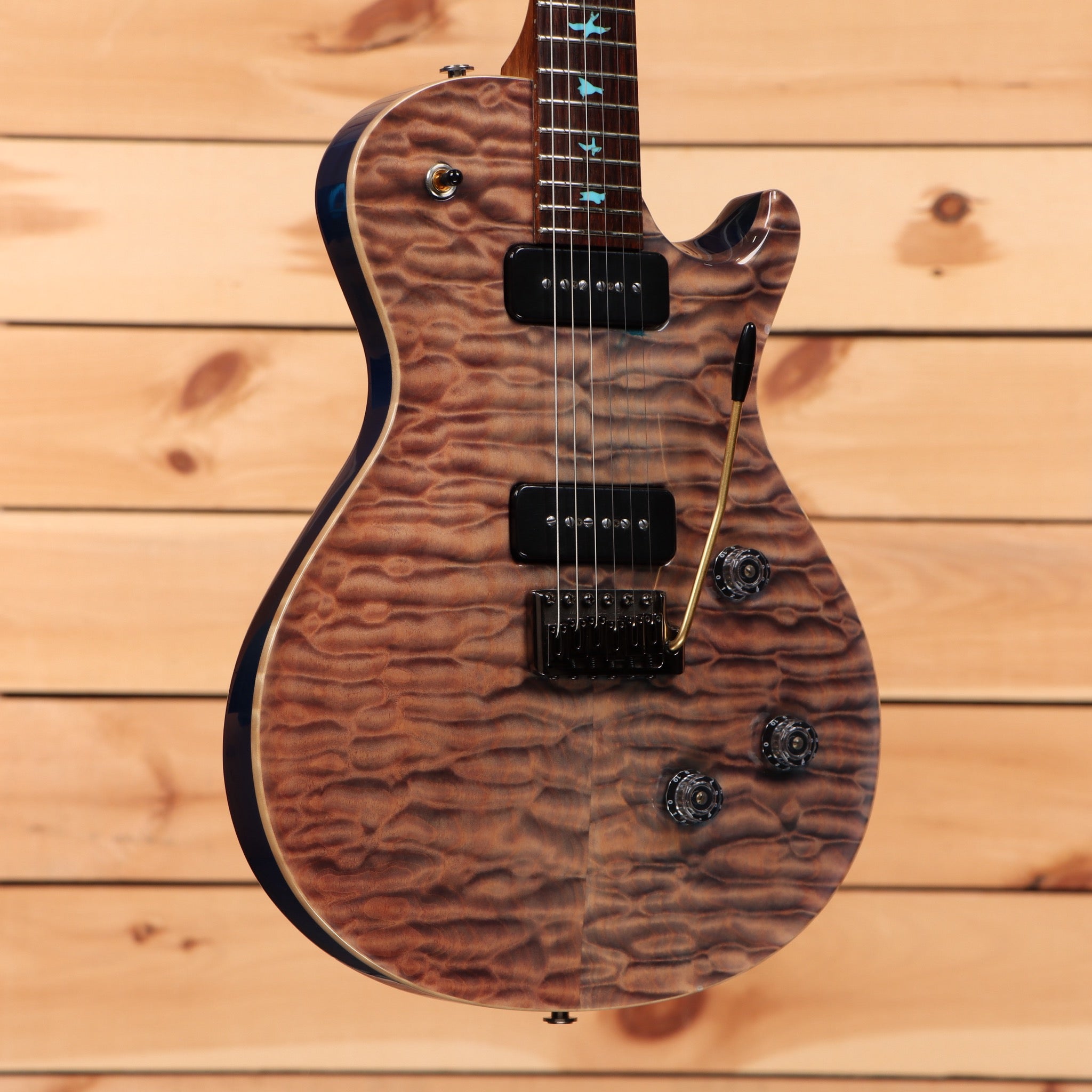 PRS Private Stock Singlecut Trem electric guitar turquoise quilt with tremolo bridge and dual humbuckers