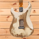 Fender Custom Shop Poblano Stratocaster pre-owned electric guitar Aged White Blonde relic finish with single-coil pickups