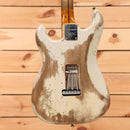 Pre-owned Fender Custom Shop Poblano Stratocaster electric guitar Aged White Blonde relic finish with single-coil pickups