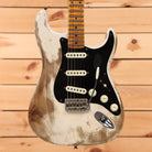 Fender Custom Shop Ltd Poblano Stratocaster pre-owned electric guitar aged white blonde with single-coil pickups and maple neck