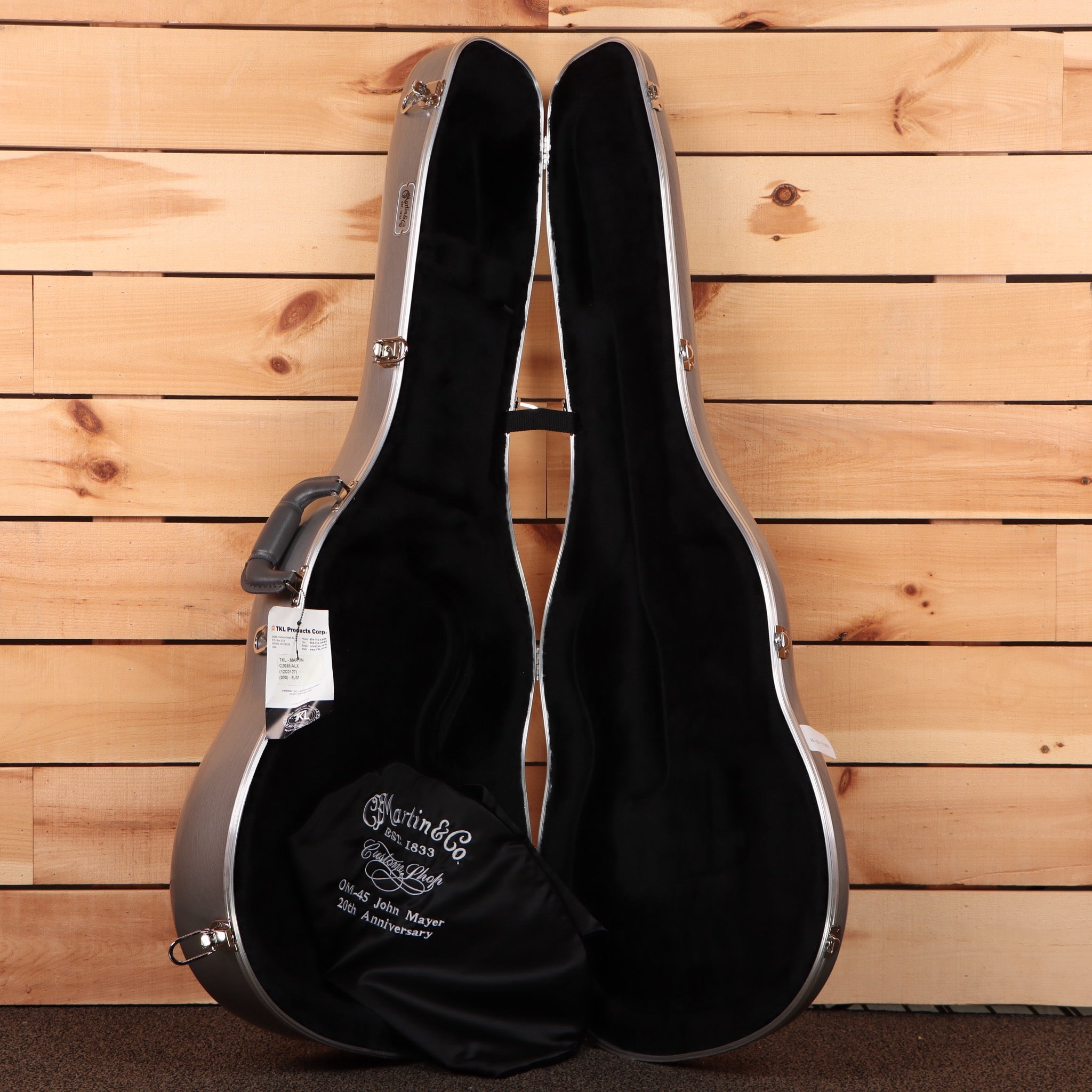 Martin Limited 20th Anniversary John Mayer OM45JM acoustic guitar Platinum Gray Burst with black velvet interior case