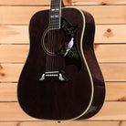 Gibson Dove Original M2M dreadnought acoustic guitar Trans Ebony with inlaid bird and floral pickguard