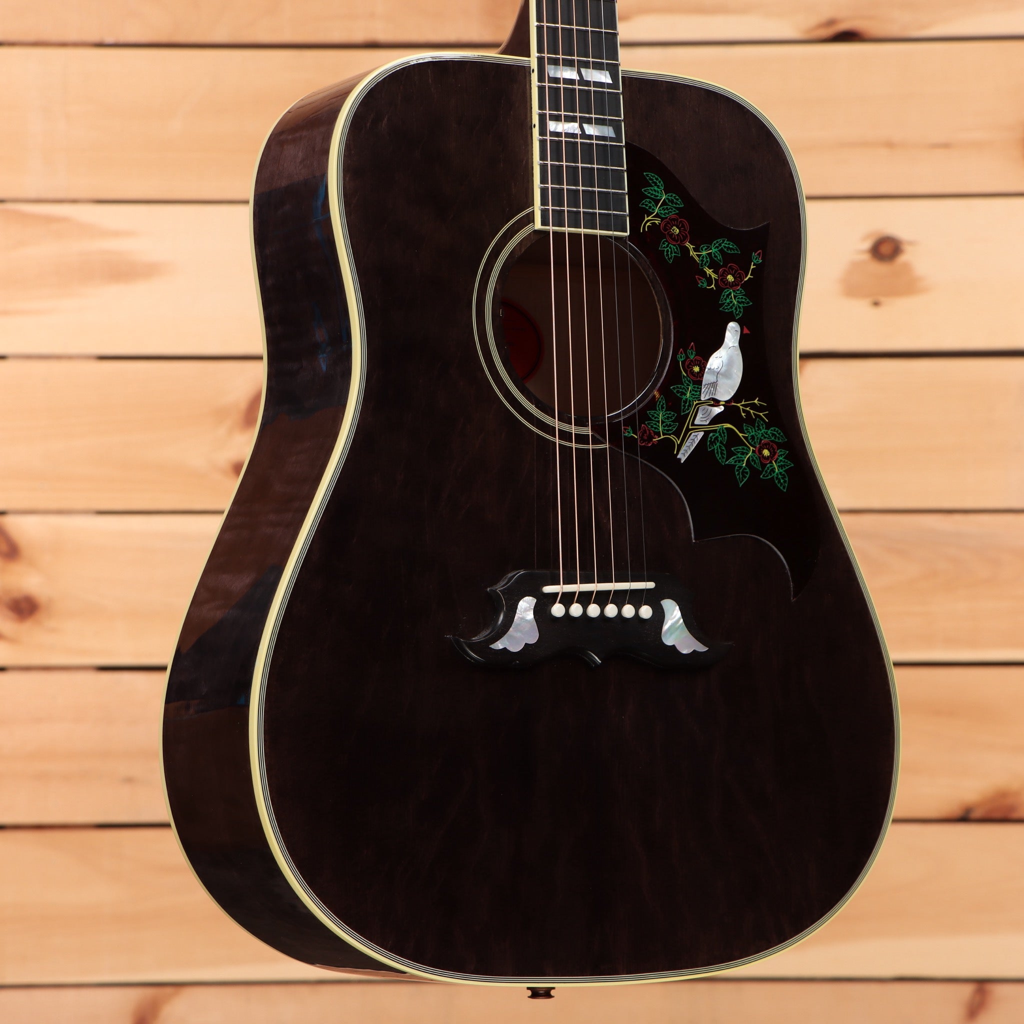 Gibson Dove Original dreadnought acoustic guitar Trans Ebony with hummingbird inlay pickguard