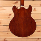 Eastman T185MX semi-hollow electric guitar goldburst finish with cream binding and f-holes