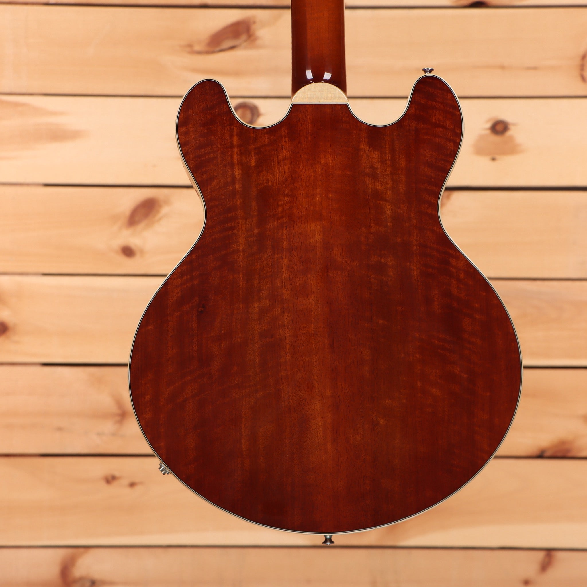 Eastman T185MX semi-hollow electric guitar goldburst finish with cream binding and f-holes