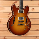 Eastman T185mx semi-hollow body electric guitar Goldburst with dual humbucker pickups and f-holes
