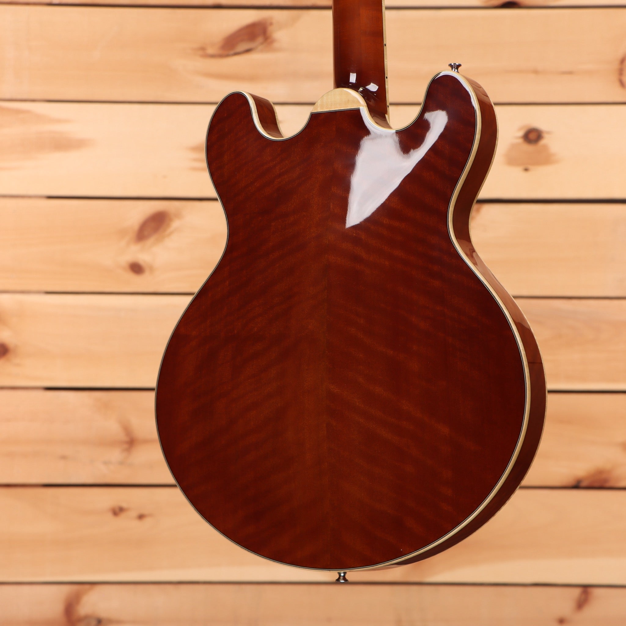 Eastman T185MX semi-hollow body electric guitar Goldburst with f-holes and maple binding