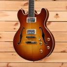 Eastman T185MX semi-hollow body electric guitar goldburst finish with dual humbuckers and f-holes