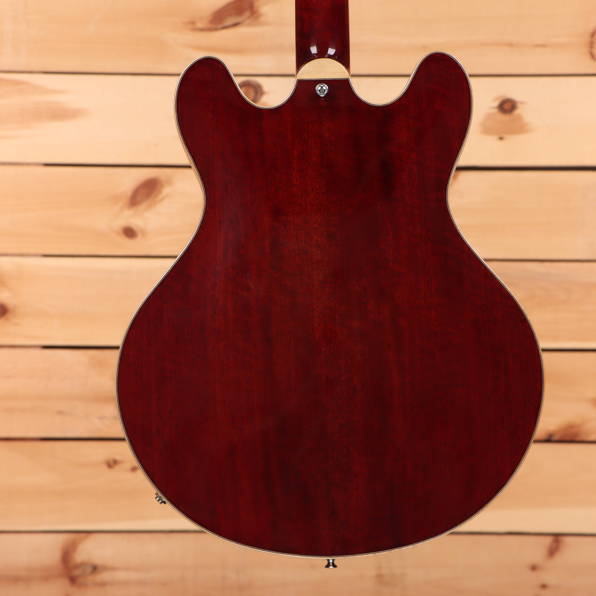 Eastman T186MX semi-hollow body electric guitar classic red finish with maple binding and f-holes