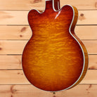 Pre-owned Gibson L5 double-cutaway semi-hollow electric guitar Iced Tea finish with flamed maple top