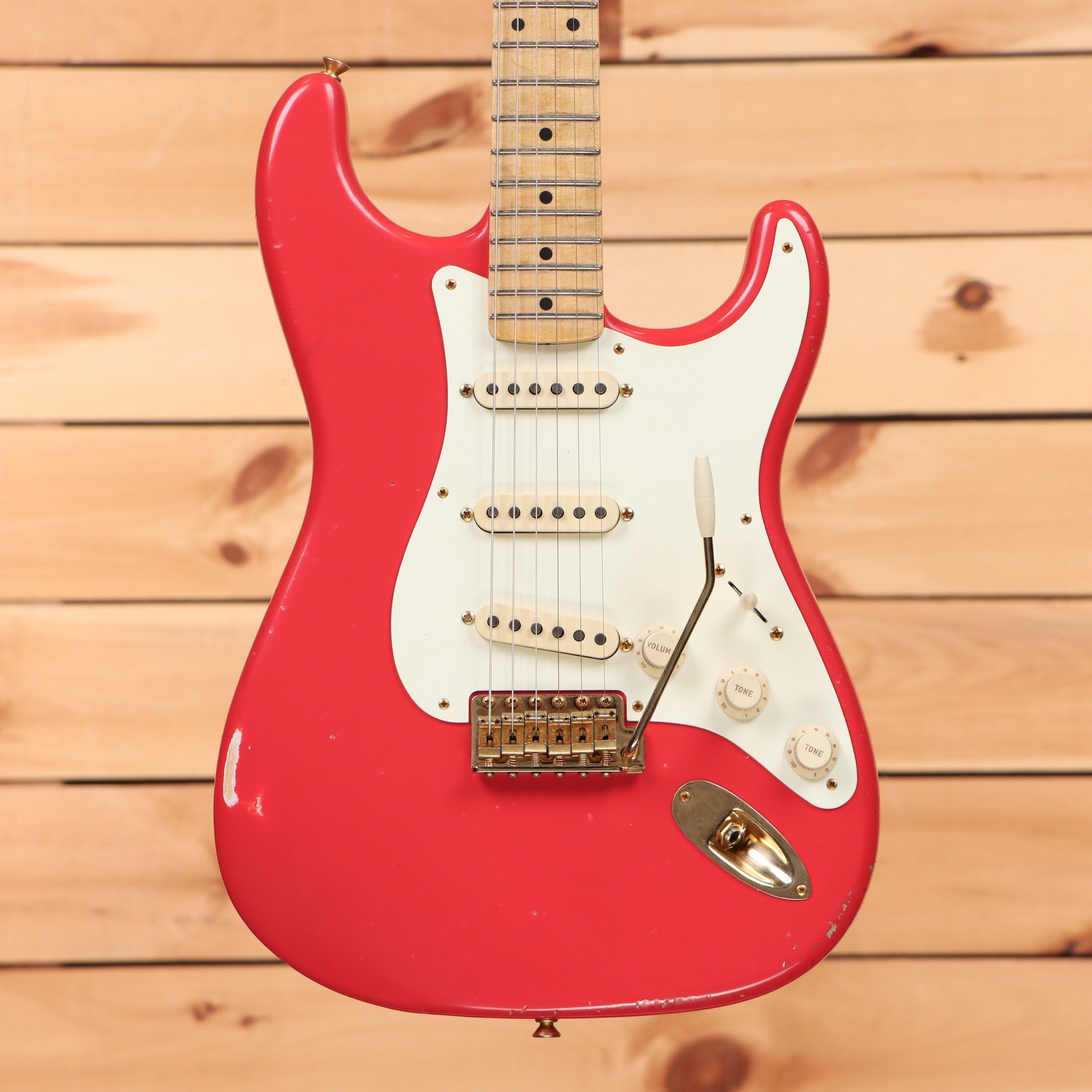 Fender Custom Shop Limited Greg Fessler Masterbuilt 1957 Stratocaster electric guitar Fiesta Red Journeyman Relic with maple neck