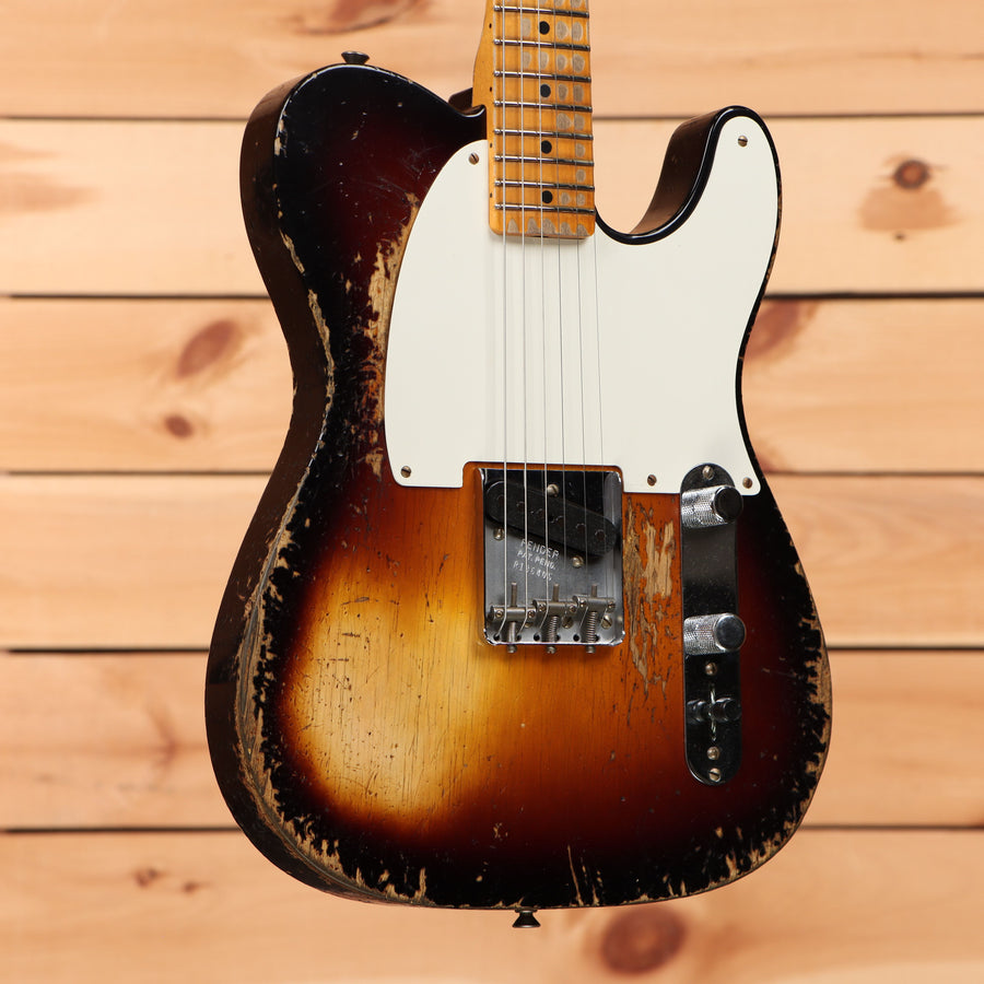 Fender Custom Shop 1950s Esquire electric guitar 2-color sunburst relic finish with single-coil pickup