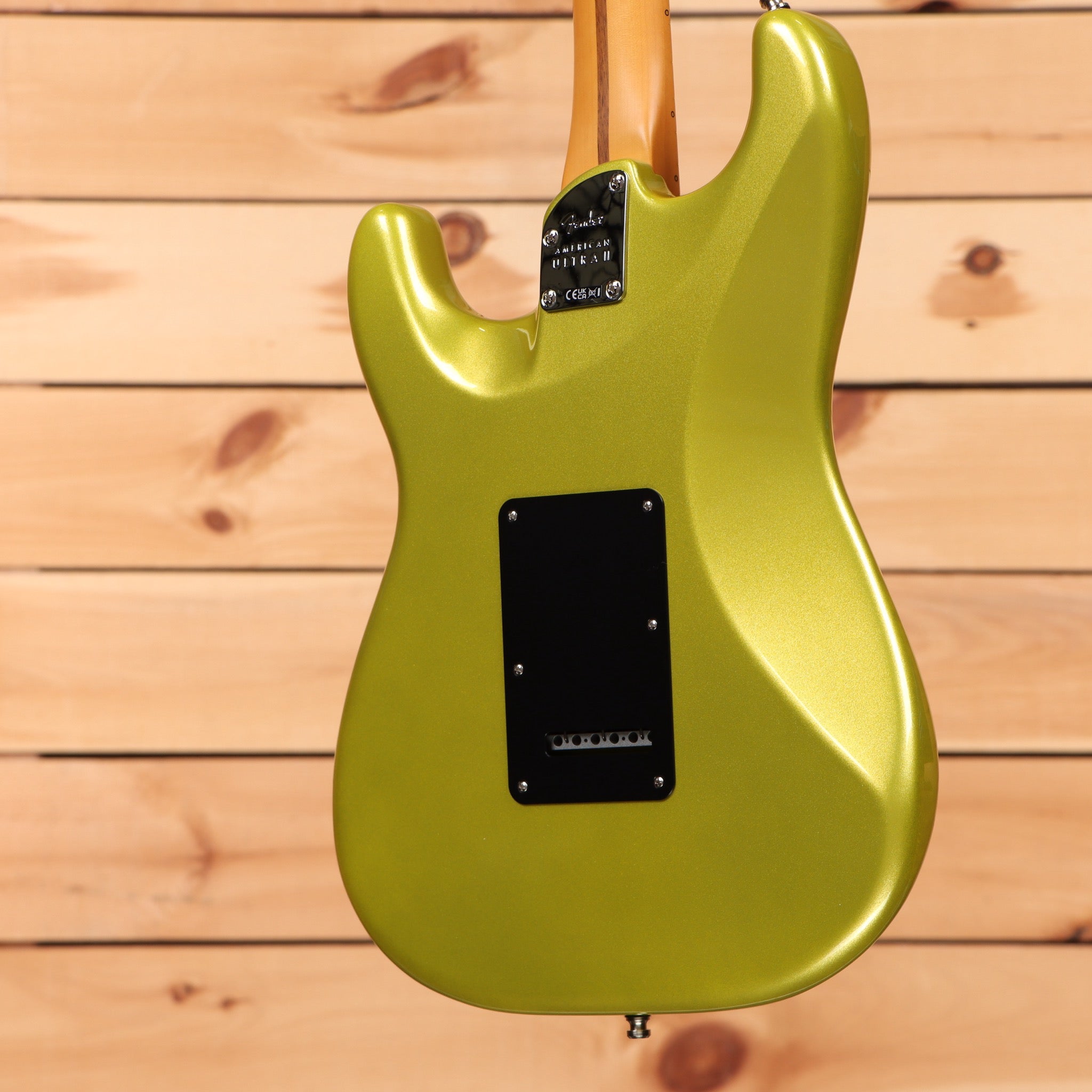 Fender American Ultra II Stratocaster electric guitar Solar Flare with black pickguard and single-coil pickups