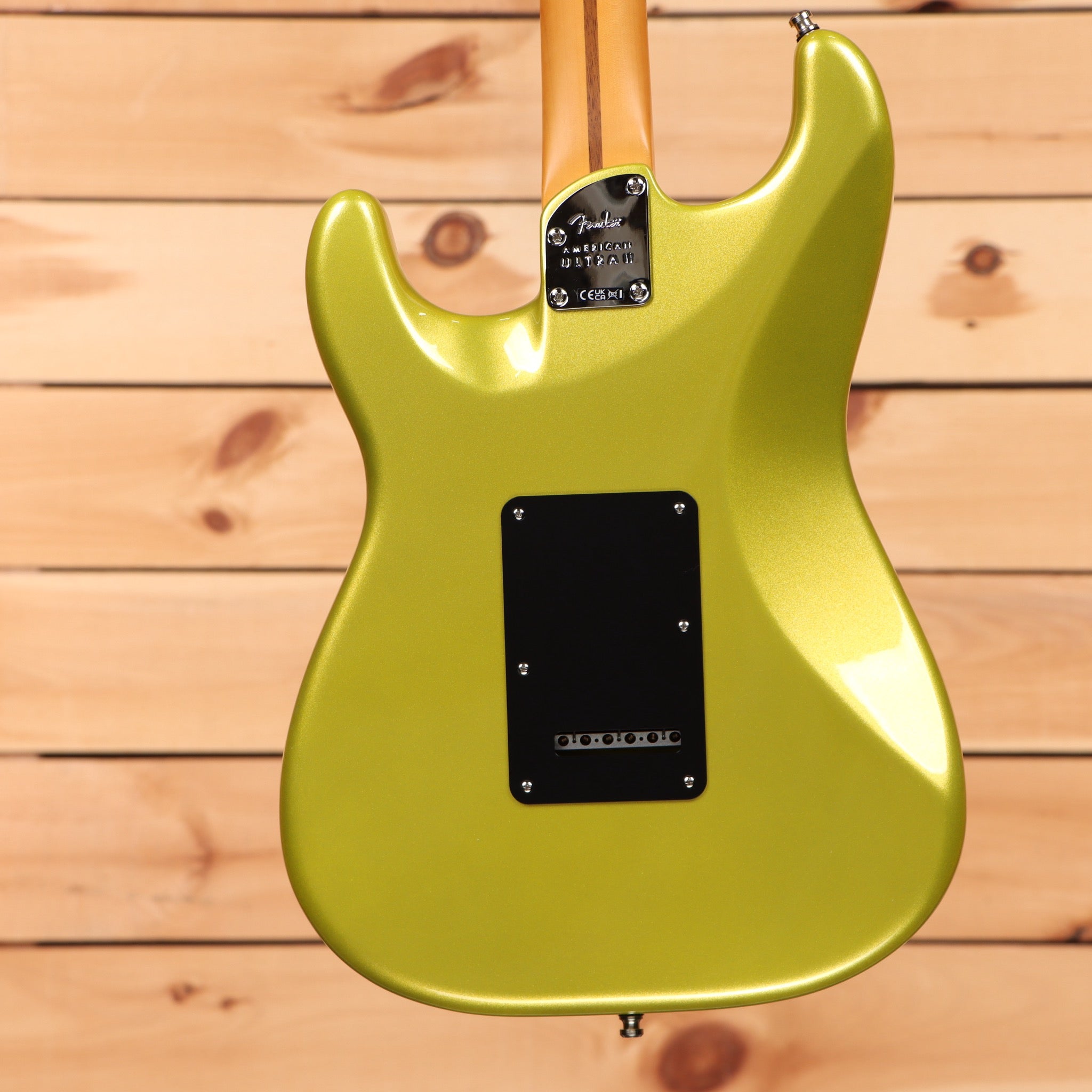 Fender American Ultra II Stratocaster electric guitar Solar Flare with single-coil pickups and black pickguard