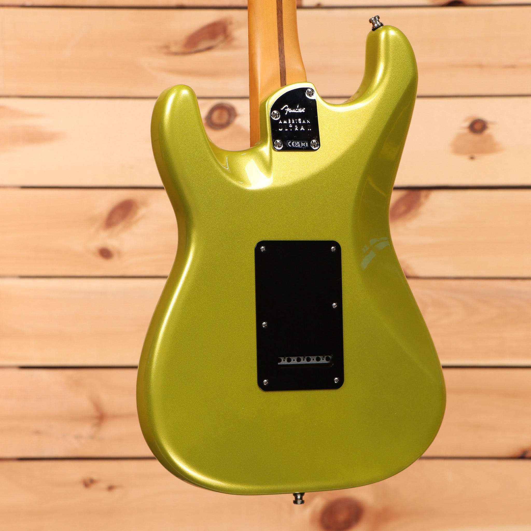 Fender American Ultra II Stratocaster electric guitar Solar Flare with black pickguard and single-coil pickups