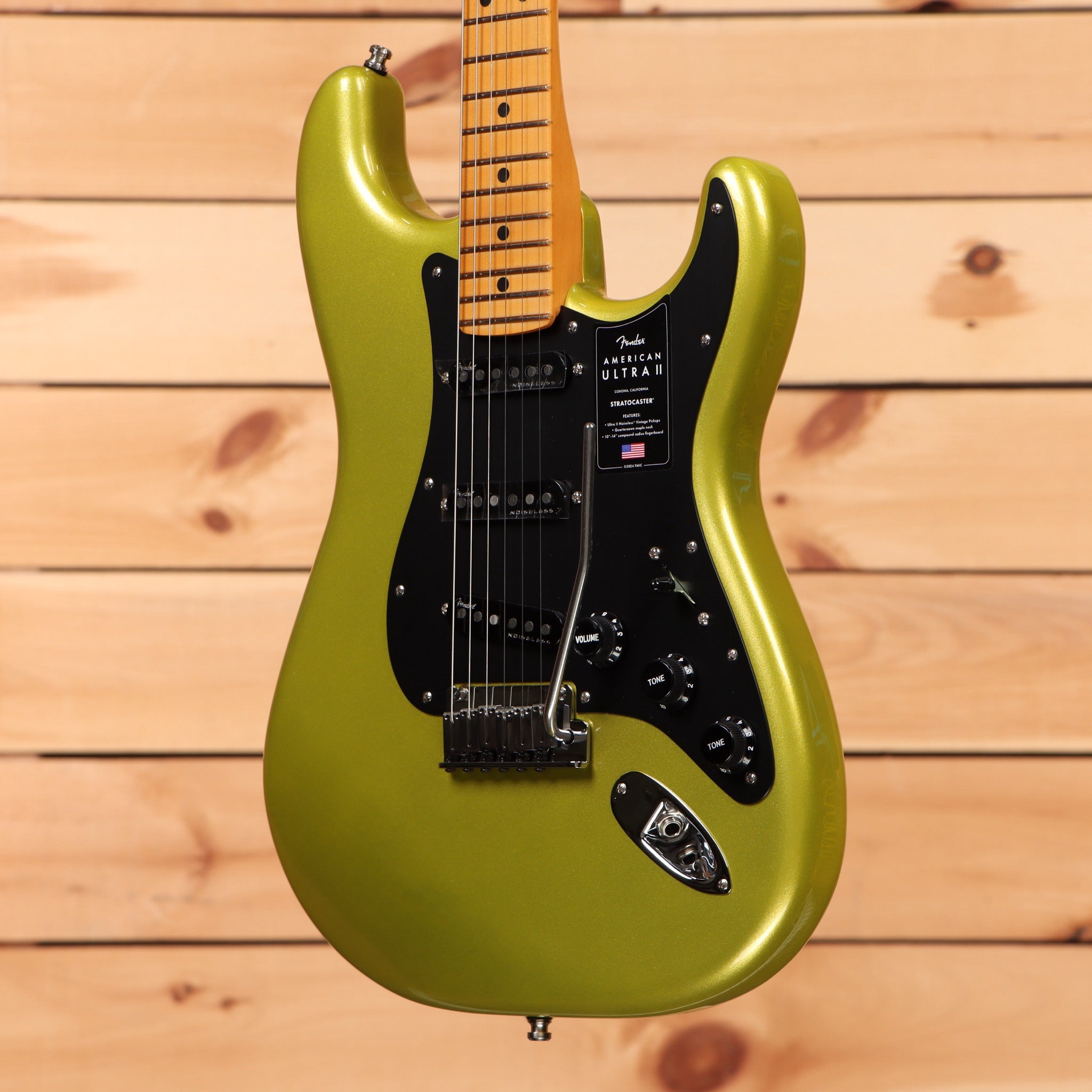 Fender American Ultra II Stratocaster electric guitar Solar Flare with maple neck and black pickguard