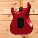 Fender American Ultra II Stratocaster electric guitar Sinister Red with black pickguard and maple neck