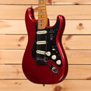 Fender American Ultra II Stratocaster electric guitar Sinister Red with black pickguard and single-coil pickups