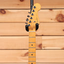 Fender American Ultra II Stratocaster electric guitar Sinister Red with maple neck and single-coil pickups