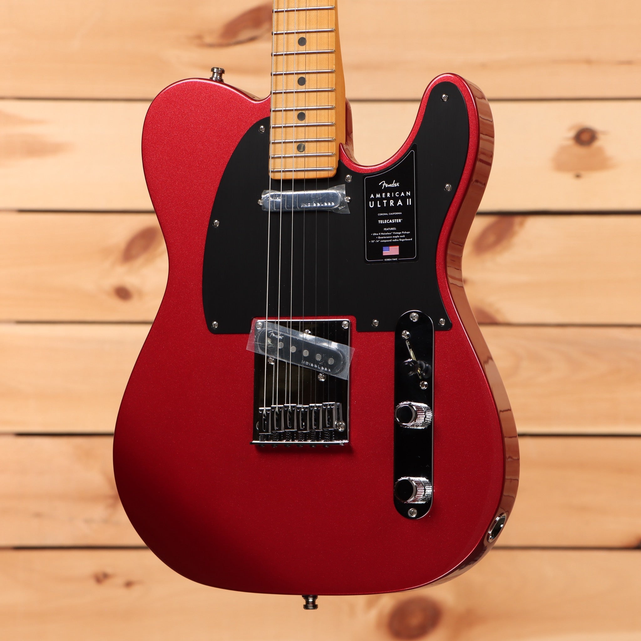 Fender American Ultra II Telecaster electric guitar Crimson Red with maple neck and black pickguard