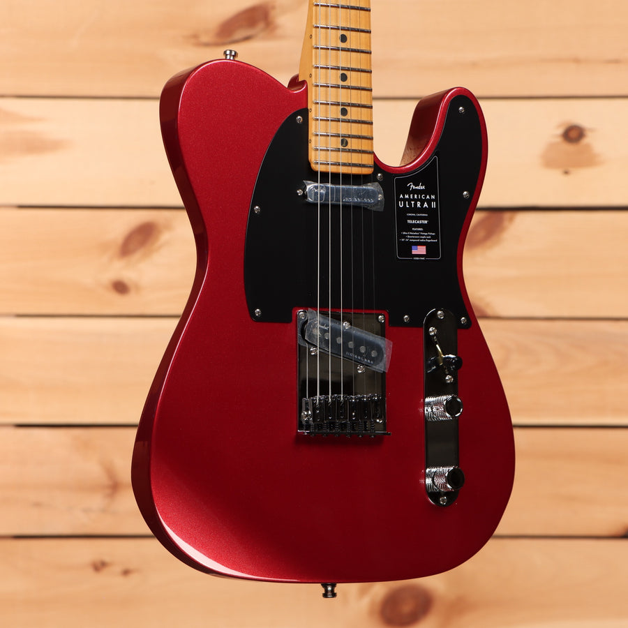 Fender American Ultra II Telecaster electric guitar Sinister Red with maple neck and black pickguard