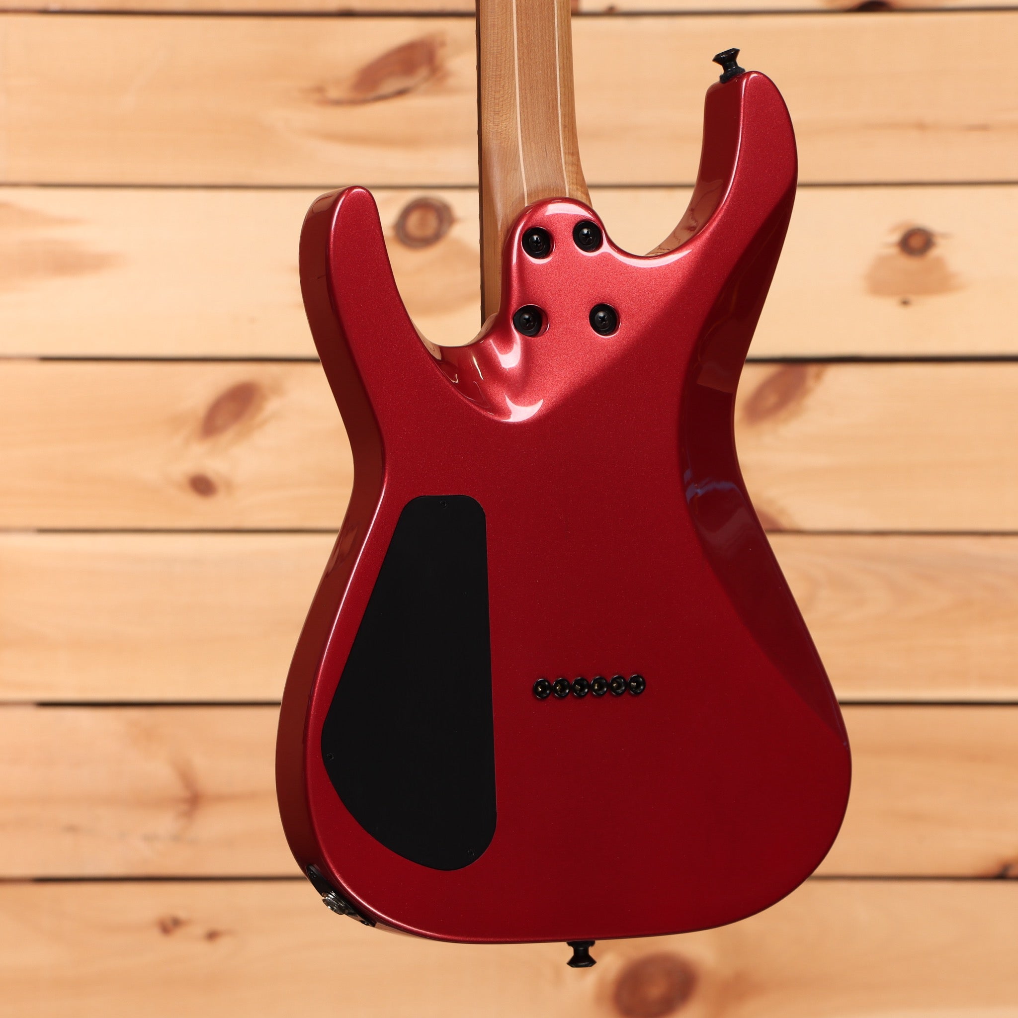 Jackson American Series Virtuoso HT red crystal electric guitar with dual humbuckers and rear routed body cutaway