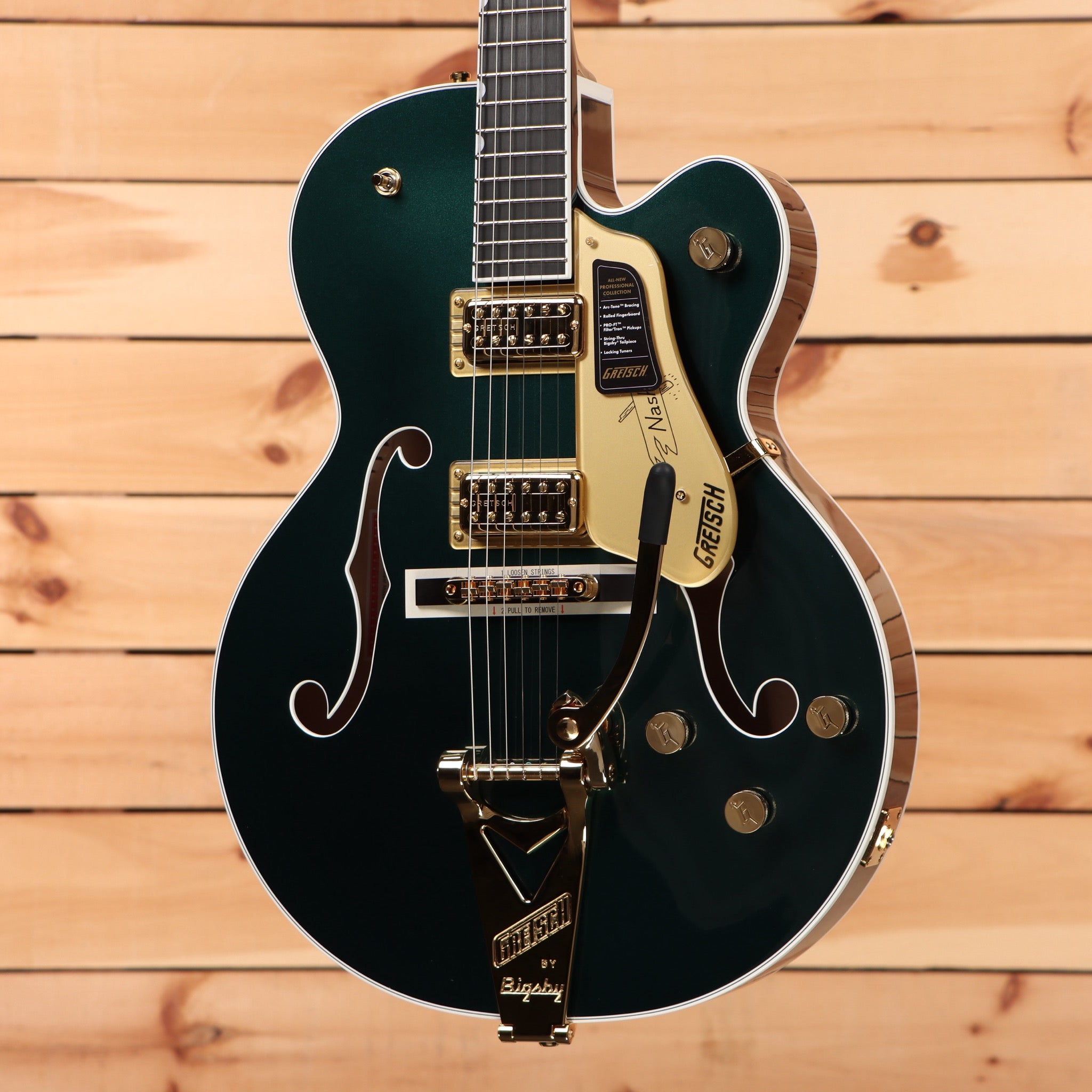 Gretsch Nashville semi-hollow body electric guitar Cadillac Green with Bigsby tremolo and gold hardware
