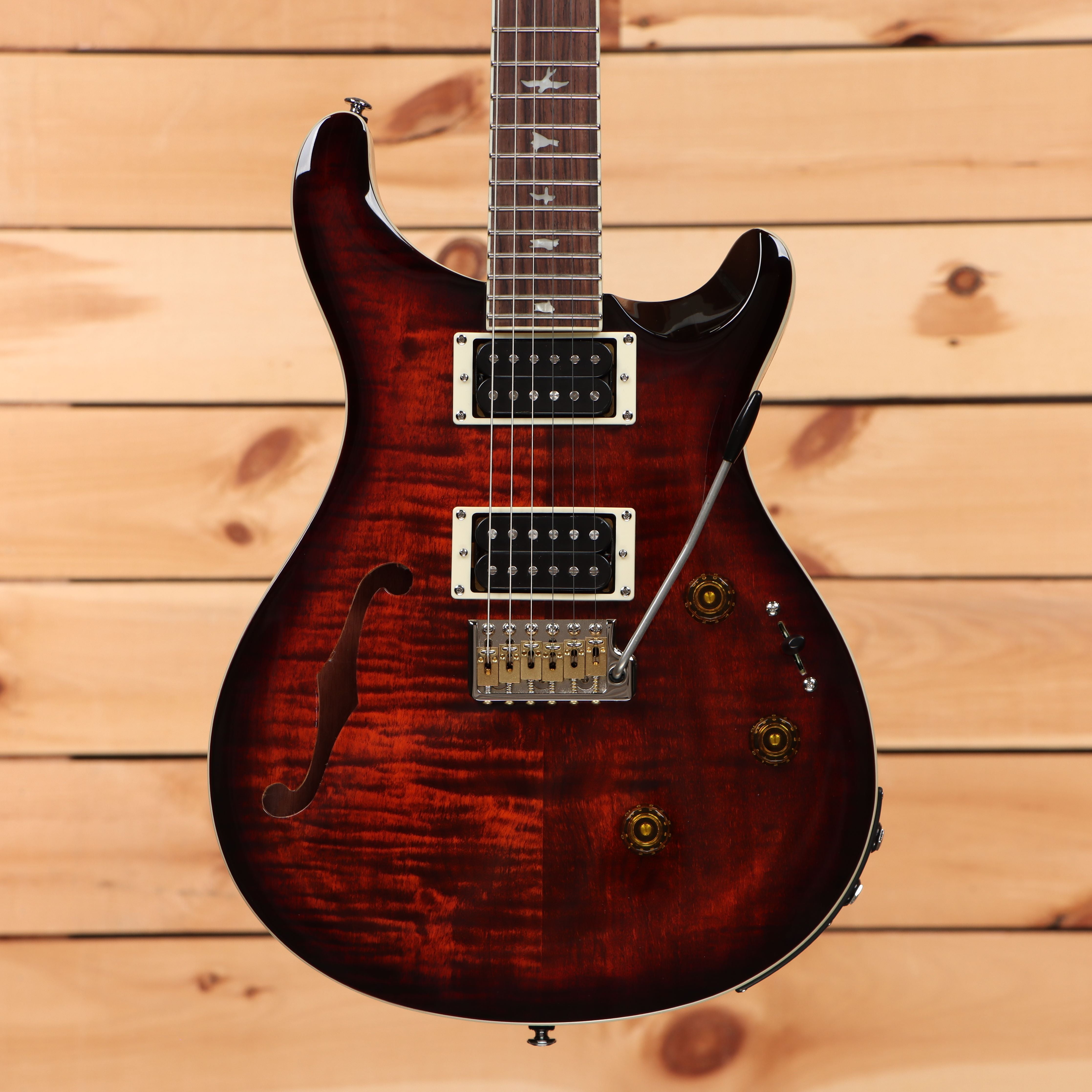 Paul Reed Smith SE Custom 24 semi-hollow electric guitar Orange Tiger Smokeburst with dual humbuckers
