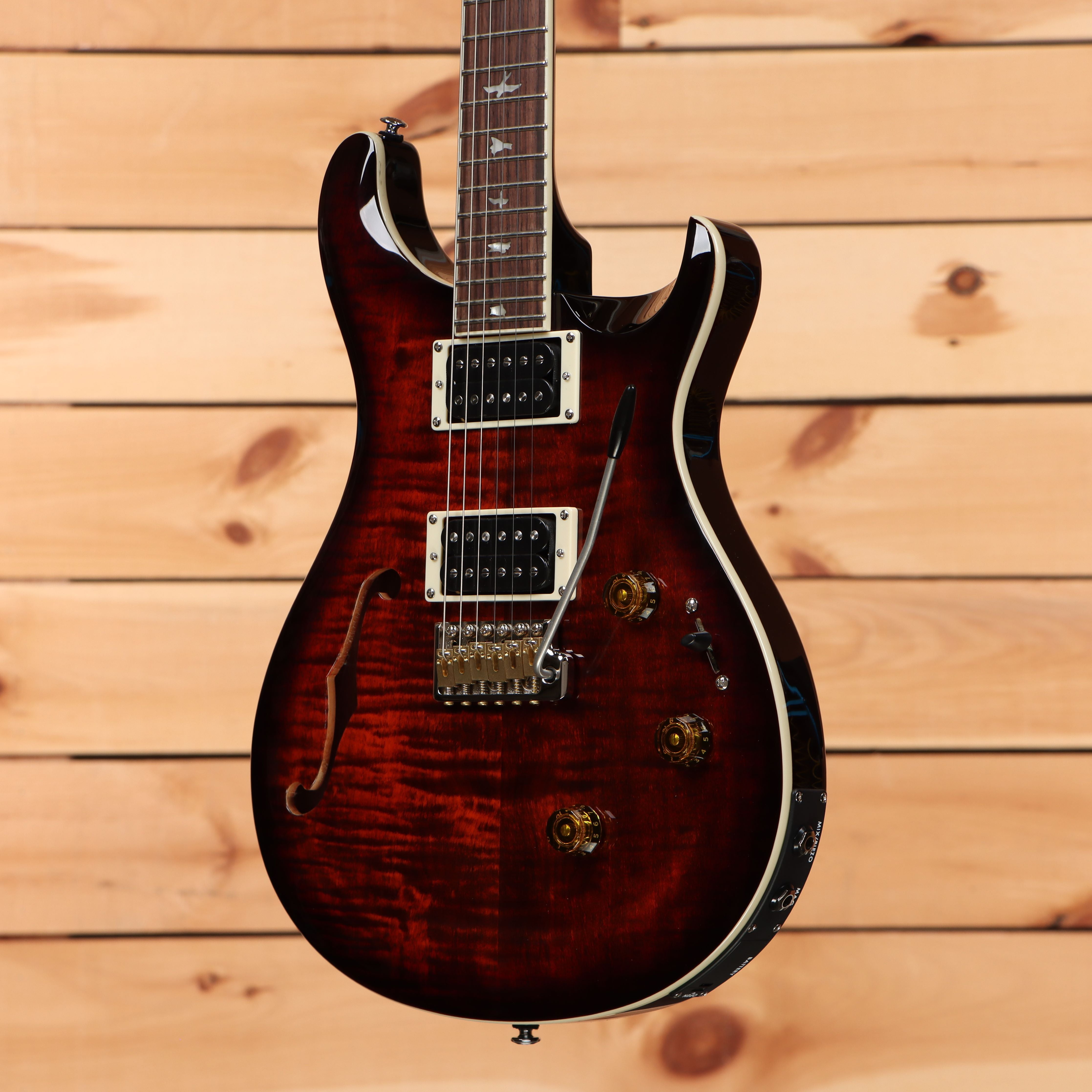 Paul Reed Smith SE Custom 24 semi-hollow electric guitar orange tiger smokeburst with dual humbuckers
