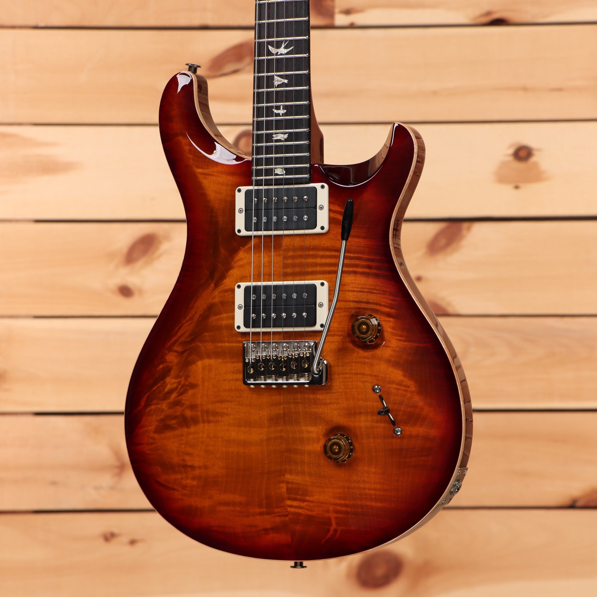 Paul Reed Smith Custom 24 Dark Cherry Sunburst electric guitar with flamed maple top and dual humbuckers