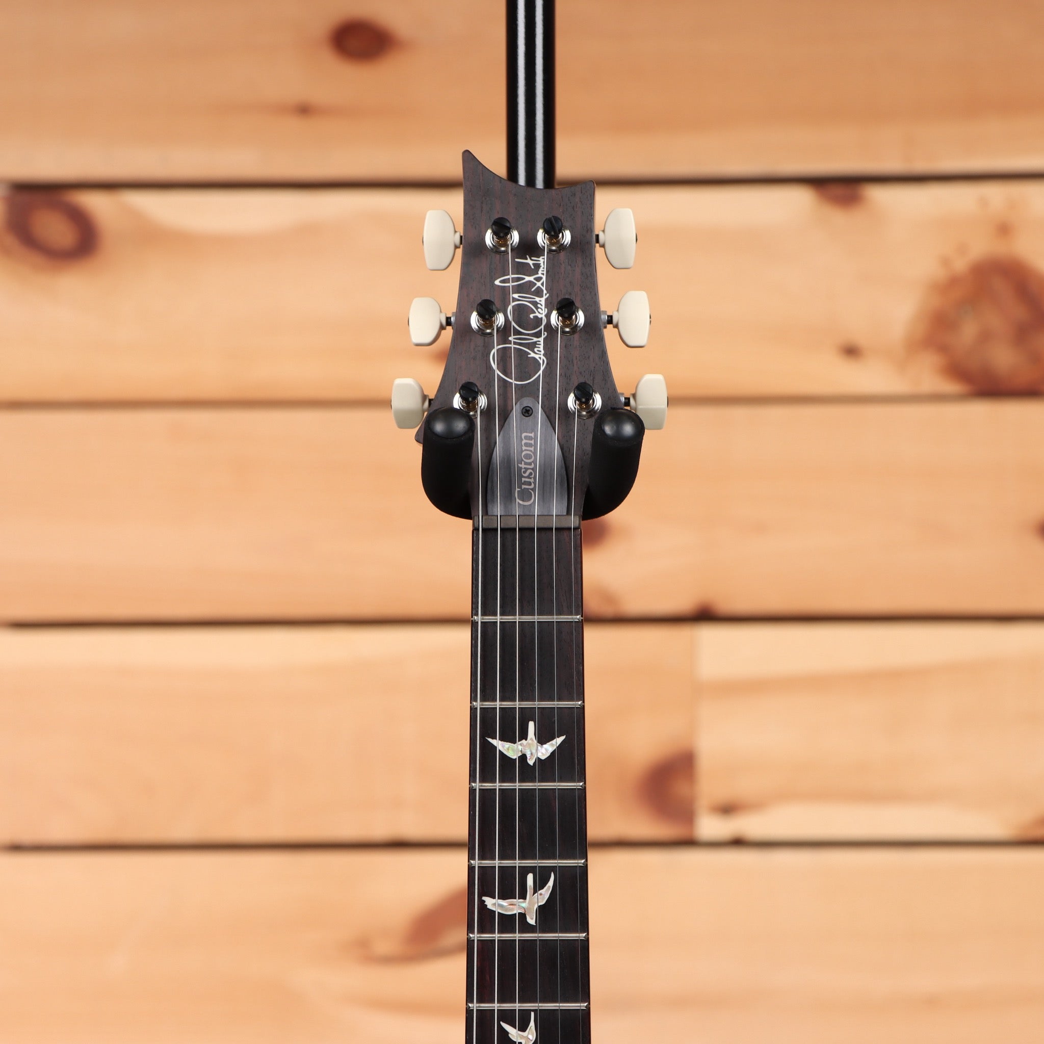 Paul Reed Smith Custom 24 electric guitar Dark Cherry Sunburst with bird inlays and white tuning pegs