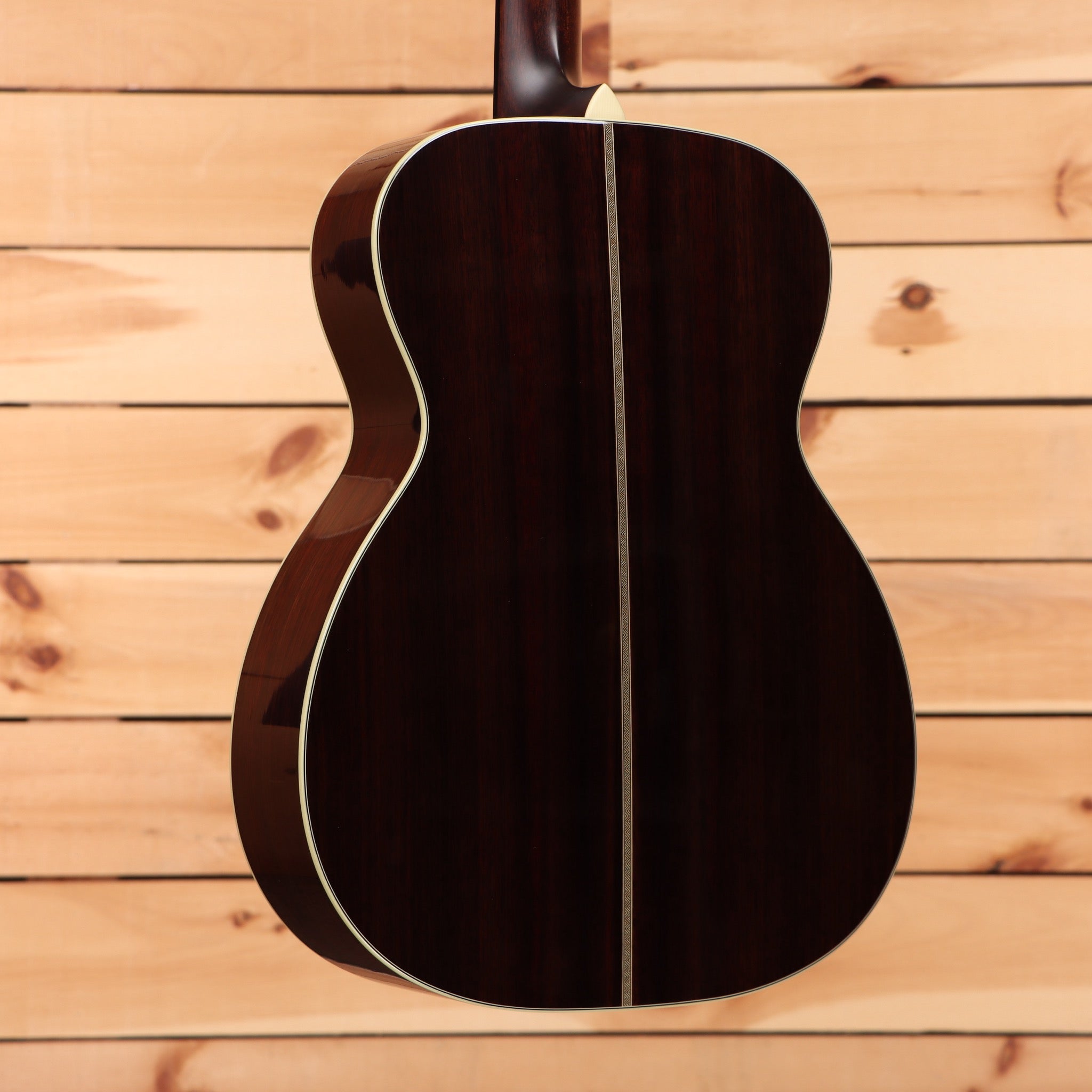 Bourgeois OM Vintage TS acoustic guitar natural finish with white binding and mahogany back