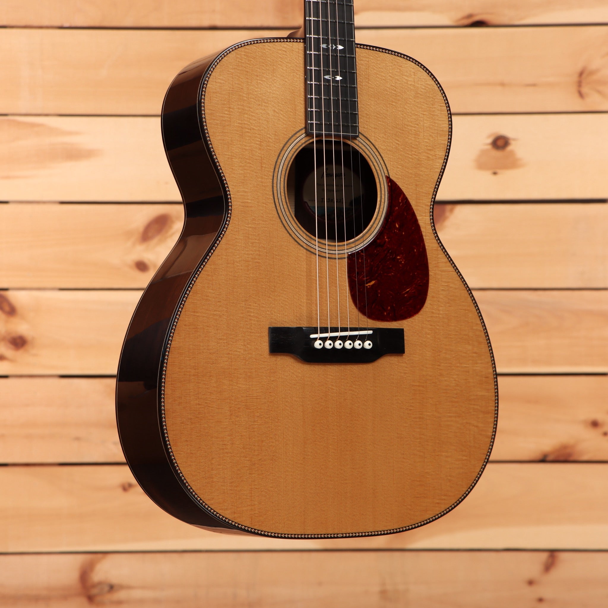 Bourgeois Touchstone Signature OM natural acoustic guitar with tortoiseshell pickguard and abalone binding