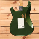 Fender Custom Shop Righteous Reissue Late 1962 Stratocaster relic aged olive green metallic electric guitar with white pickguard