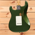 Fender Custom Shop Righteous Reissue Late 1962 Stratocaster relic aged olive green metallic electric guitar with white pickguard