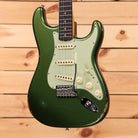 Fender Custom Shop Righteous Reissue Late 1962 Stratocaster relic aged olive green metallic electric guitar with three single-coil pickups