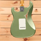 Fender Custom Shop Righteous Reissue Late 1962 Stratocaster relic aged sage green metallic electric guitar with single-coil pickups