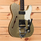 Fender Custom Shop Limited P90 Thinline Telecaster semi-hollow electric guitar Aged Gold Sparkle relic with P90 pickups