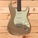 Fender Custom Shop Limited 1959 Stratocaster Hardtail Relic electric guitar Aged Shoreline Gold with mint green pickguard