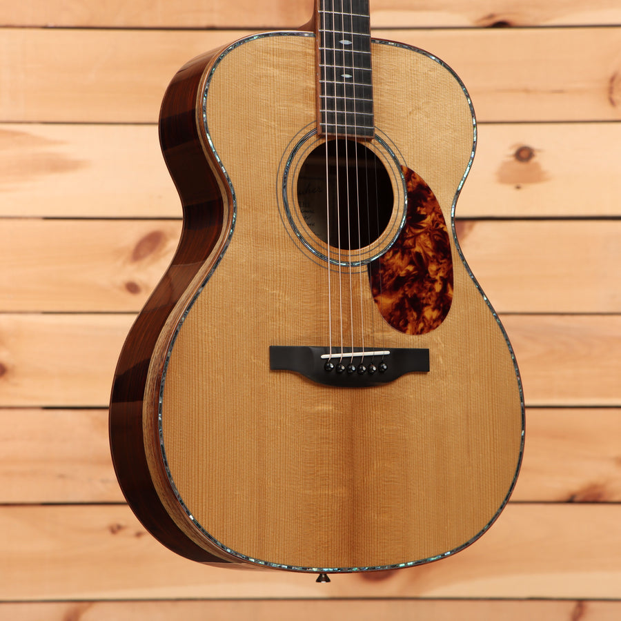 Boucher SG181UV acoustic guitar natural finish with tortoiseshell pickguard and mahogany back