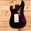 Fender Custom Shop Righteous Reissue Late 1962 Stratocaster relic aged midnight purple electric guitar with white pickguard