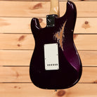 Fender Custom Shop Righteous Reissue Late 1962 Stratocaster relic aged midnight purple electric guitar with white pickguard