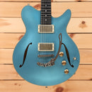 Eastman Romeo LA semi-hollow electric guitar Celestine Blue with dual humbucker pickups and gold hardware
