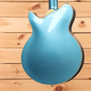 Eastman Romeo semi-hollow electric guitar Celestine Blue with maple neck binding