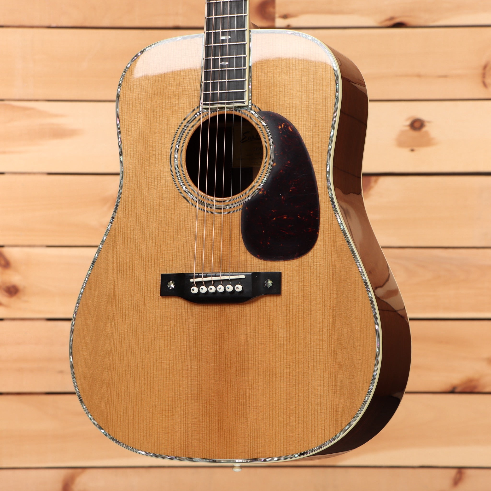 Eastman E40DTC Thermocure dreadnought acoustic guitar natural with white binding and rosewood pickguard