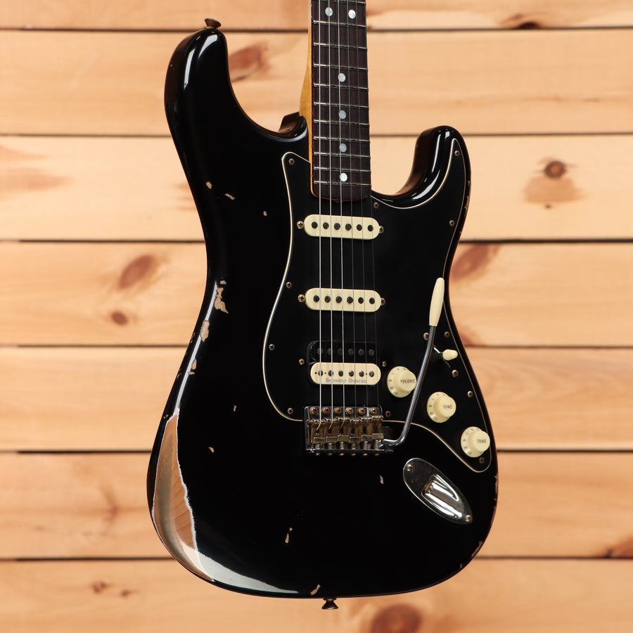 Fender Custom Shop Limited 1967 HSS Stratocaster electric guitar aged black relic with single-coil pickups